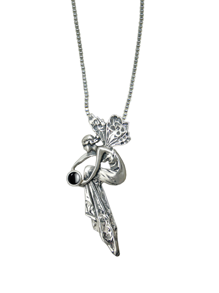 Sterling Silver Fairy of Memories Pendant With Hematite